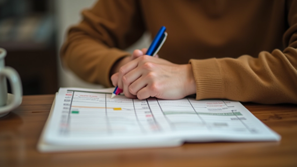 Person organizing a personal leisure routine with calendar and planning materials