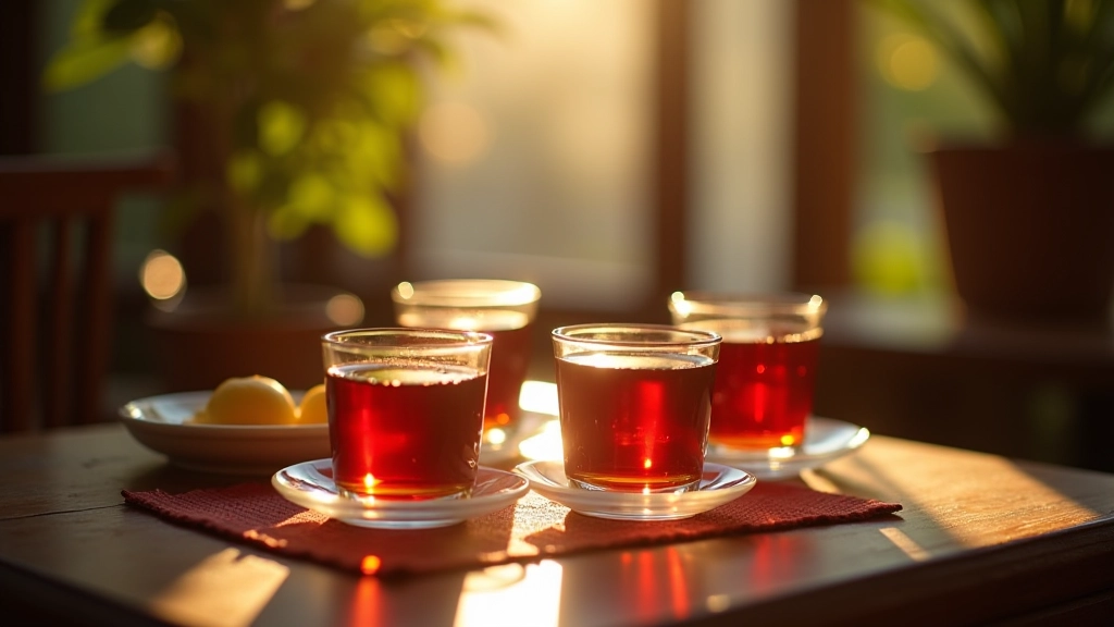 Turkish çay ceremony with traditional glasses and natural sunlight